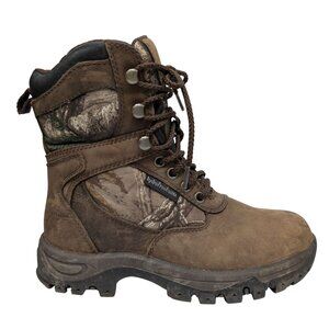 Field & Stream Camo Hunting Boots Boys Leather HydroProof Ultra Thinsulate Sz 3